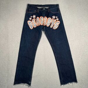 Hiroshi Kato Jeans Mens 33x30 Blue Distressed DEADBOYS Slim Straight Denim USA